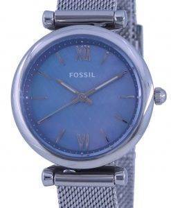 Fossil Carlie Mini Blue Mother Of Pearl Dial Stainless Steel Quartz ES5083 Womens Watch