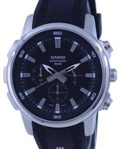 Casio Chronograph Resin Strap Analog MTP-E505-1A MTPE505-1 Mens Watch