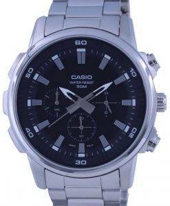 Casio Chronograph Stainless Steel Analog MTP-E505D-1A MTPE505D-1 Mens Watch
