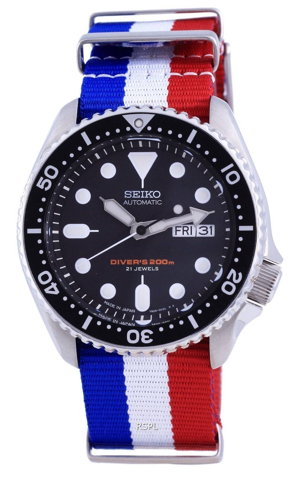 Seiko Automatic Divers Japan Made Polyester SKX007J1-var-NATO25 200M Mens Watch