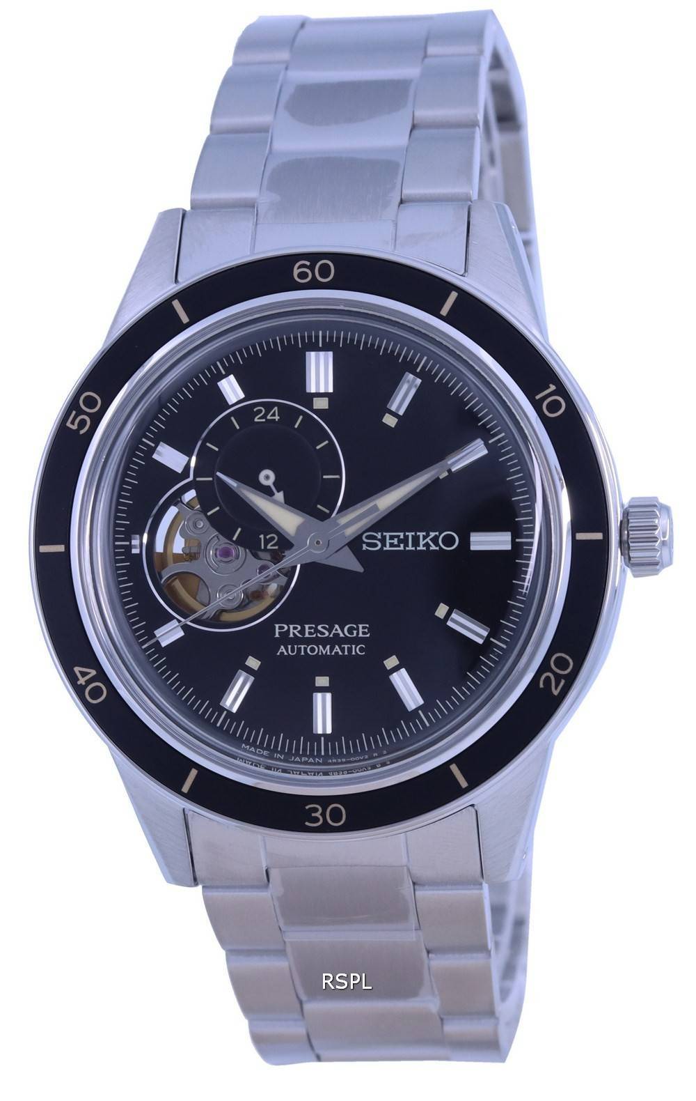 Seiko Presage Style 60s Open Heart Black Dial Automatic SSA425 SSA425J1 SSA425J Mens Watch