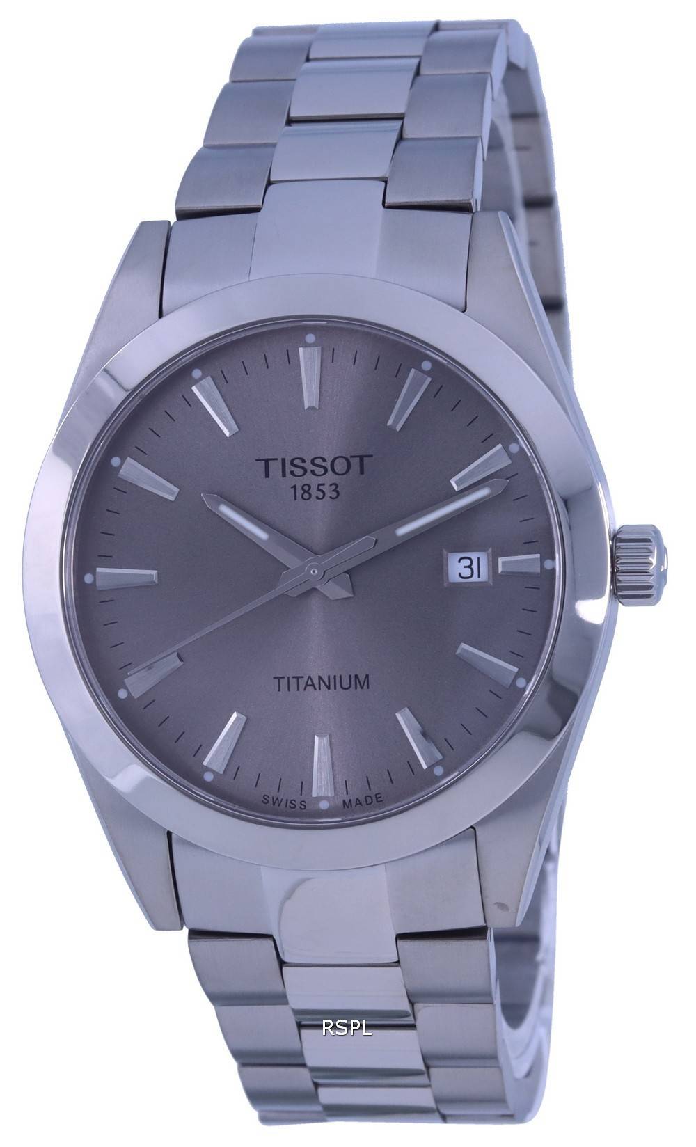 Tissot Gentleman Titanium Grey Dial Quartz T127.410.44.081.00 ...