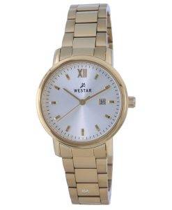 Westar Silver Dial Gold Tone Stainless Steel Quartz 40245 GPN 102 Womens Watch
