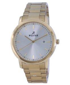 Westar Silver Dial Gold Tone Stainless Steel Quartz 50243 GPN 102 Mens Watch