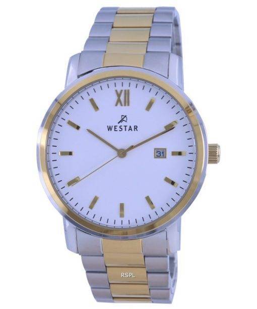 Westar White Dial Two Tone Stainless Steel Quartz 50245 CBN 101 Mens Watch