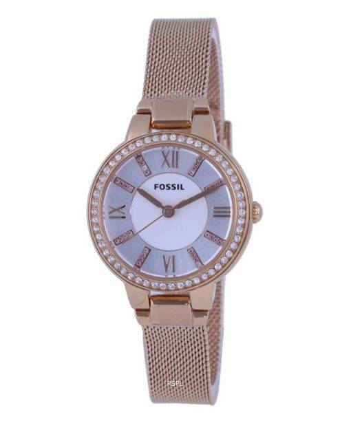 Fossil Virginia Crystal Accents White Dial Rose Gold Stainless Steel Quartz ES5111 Womens Watch