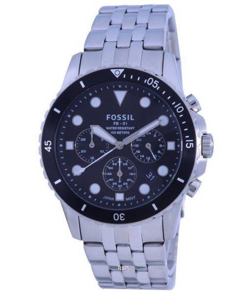 Fossil FB-01 Chronograph Black Dial Stainless Steel Quartz FS5837 100M Mens Watch