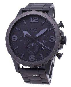 Fossil Nate Chronograph Black Dial Black Ion-plated JR1401 Mens Watch