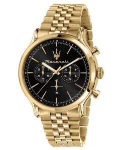 Maserati Epoca Gold Tone Chronograph Black Dial Quartz R8873618023 100M Men's Watch