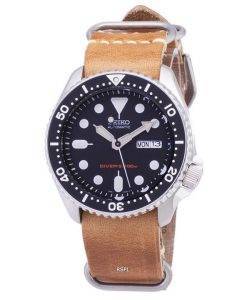 Seiko Automatic SKX007K1-LS18 Diver's 200M Brown Leather Strap Men's Watch