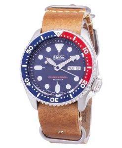 Seiko Automatic SKX009J1-LS18 Diver's 200M Japan Made Brown Leather Strap Men's Watch