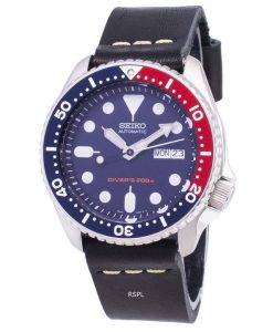 Seiko Automatic SKX009K1-LS14 Diver's 200M Black Leather Strap Men's Watch