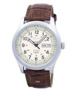 Seiko 5 Sports Military Automatic Japan Made Ratio Brown Leather SNZG07J1-LS7 Men's Watch
