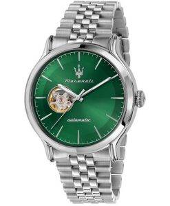 Maserati Epoca Stainless Steel Open Heart Green Dial Automatic R8823118010 100M Men's Watch