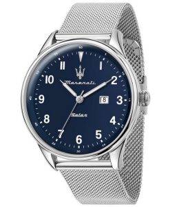 Maserati Tradizione Stainless Steel Mesh Blue Dial Solar R8851146002 100M Men's Watch
