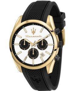 Maserati Attrazione Chronograph Silicone Strap White Dial Quartz R8851151001 Men's Watch