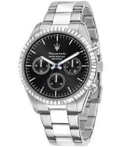 Maserati Competizione Stainless Steel Black Multifunction Dial Quartz R8853100023 100M Men's Watch