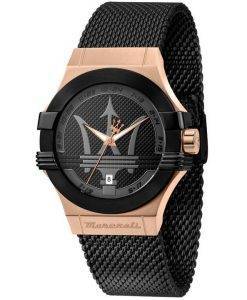 Maserati Potenza Stainless Steel Mesh Black Dial Quartz R8853108010 100M Men's Watch