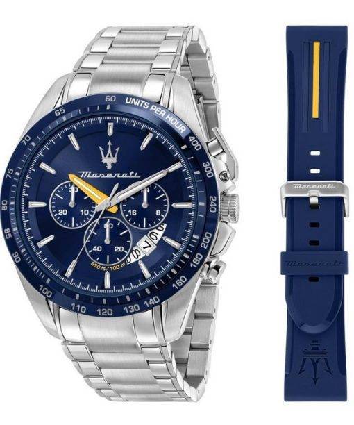 Maserati Modena Edition Chronograph Stainless Steel Blue Dial Quartz R8871612039 100M Men's Watch Gift Set