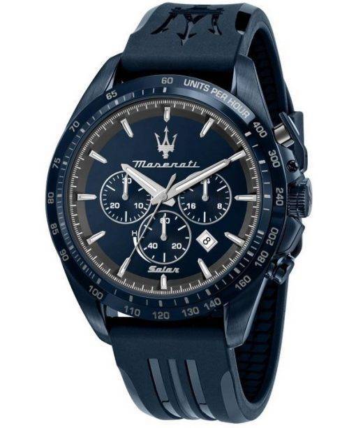 Maserati Traguardo Chronograph Blue Dial Rubber Strap Quartz R8871649001 100M Men's Watch