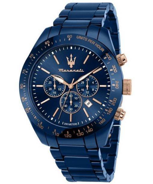 Maserati Traguardo Chronograph Stainless Steel Blue Dial Diver's Quartz R8873650002 200M Men's Watch