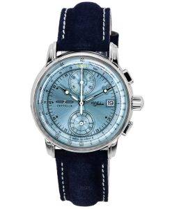 Zeppelin 100 Jahre Chronograph Leather Strap Ice Blue Dial Quartz 86704 Men's Watch