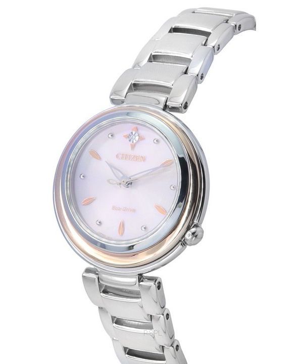 Citizen L Eco-Drive Diamond Accent Stainless Steel Pink Dial EM0589-88X Women’s Watch 2
