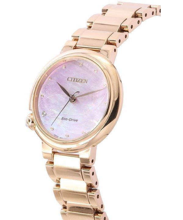 Citizen Eco-Drive Diamond Accents Rose Gold Stainless Steel Mother Of Pearl Dial EM0917-81Y Women’s Watch 2