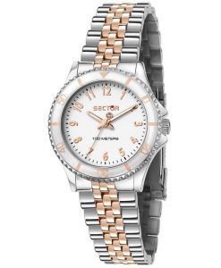 Sector 230 Just Time Two Tone Stainless Steel White Dial Quartz R3253161533 100M Womens Watch