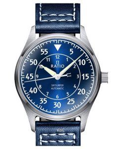 Ratio Skysurfer Pilot Blue Sunray Dial Leather Automatic RTS318 200M Mens Watch