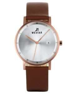 Westar Profile Brown Leather Strap Silver Dial Quartz 50221PPN627 Mens Watch