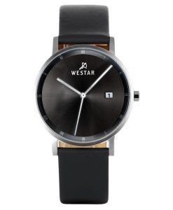 Westar Profile Leather Strap Black Dial Quartz 50221STN103 Mens Watch