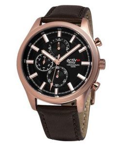 Westar Activ Chronograph Leather Strap Black Dial Quartz 90253PPN623 100M Men's Watch