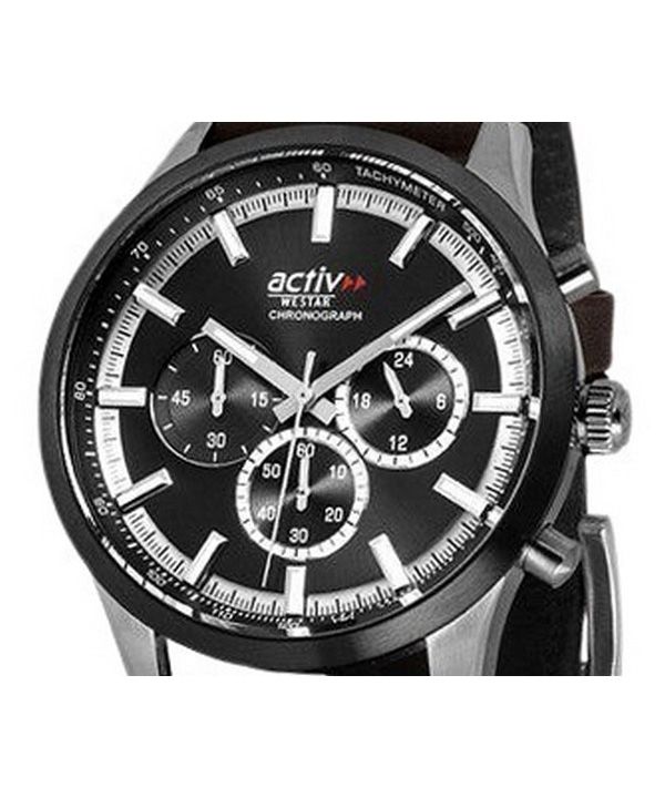 Westar Activ Chronograph Leather Strap Black Dial Quartz 90265SBN123 Men’s Watch 2
