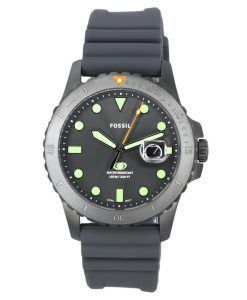 Fossil Blue Dive Silicone Strap Grey Dial Quartz FS5994 100M Men's Watch