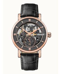 Ingersoll The Herald Leather Strap Black Skeleton Dial Automatic I00403B Mens Watch