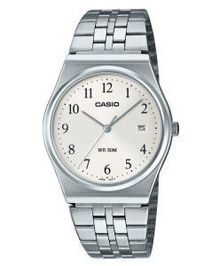 Casio Standard Analog Stainless Steel White Dial Quartz MTP-B145D-7B Mens Watch
