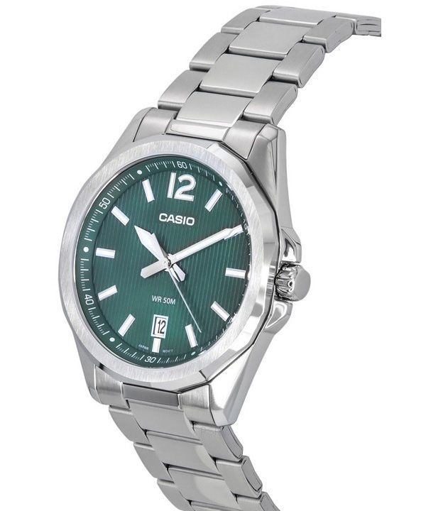 Casio Standard Analog Stainless Steel Green Dial Quartz MTP-E725D-3A Men's Watch