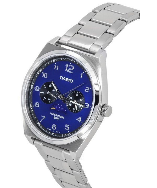Casio Standard Analog Stainless Steel Moon Phase Blue Dial Quartz MTP-M300D-2A Men’s Watch 3