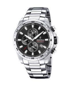 Festina Sport Chronograph Stainless Steel Black Dial Quartz F20463-4 100M Mens Watch
