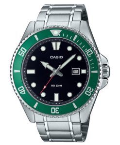 Casio Standard Analog Stainless Steel Black Dial Quartz MDV-107D-3 200M Mens Watch