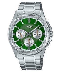 Casio Enticer Analog Stainless Steel Green Dial Quartz MTP-1375D-3 Mens Watch