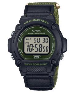 Casio Standard Green Digital Cloth Strap Quartz W-219HB-3AV Men's Watch