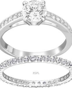 Swarovski Halo I Do Rhodium Plated Ring Set 5184317 For Women