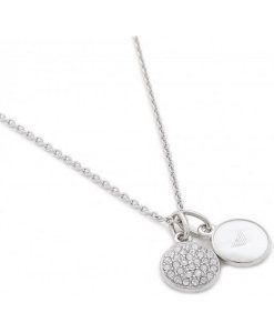 Emporio Armani Cubic Zirconia Stainless Steel Mother Of Pearl Necklace EGS2156040 For Women
