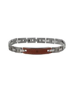 Maserati Jewels Leather And Stainless Steel JM218AMD01 Bracelet For Men