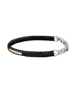 Maserati Jewels Leather And Stainless Steel Bracelet JM222AVE01 For Men