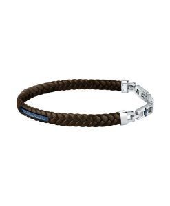 Maserati Jewels Recycled Leather And Stainless Steel Bracelet JM222AVE03 For Men