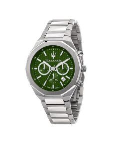 Maserati Stile Chronograph Stainless Steel Green Dial Quartz R8873642011 100M Men's Watch