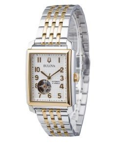 Bulova Sutton Two Tone Stainless Steel Open Heart Silver Dial Automatic 98A308 Men's Watch